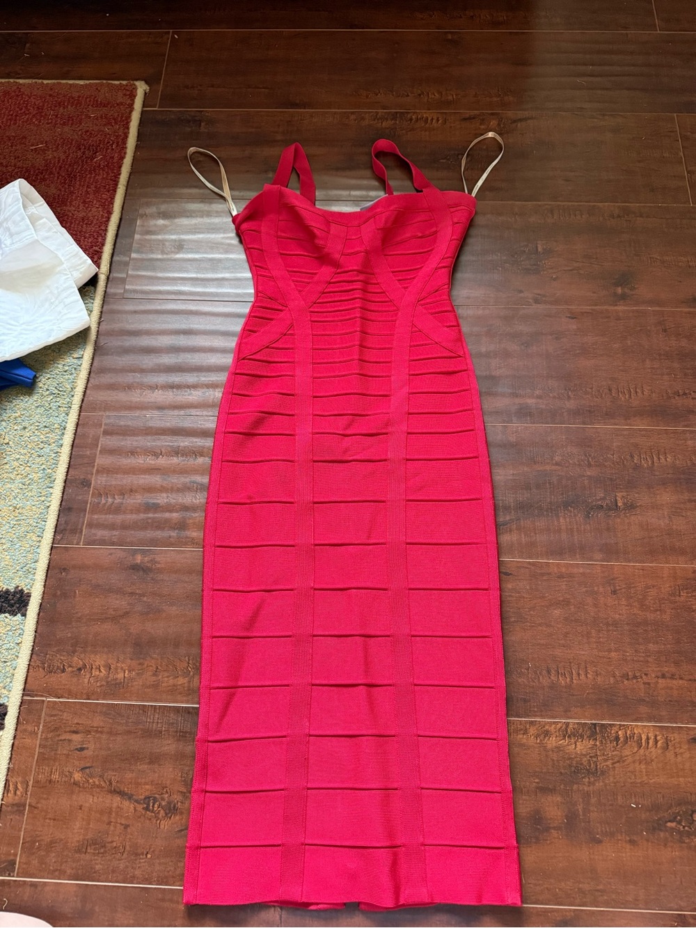 Herve Leger Vibrant Red Bandage Midi Dress